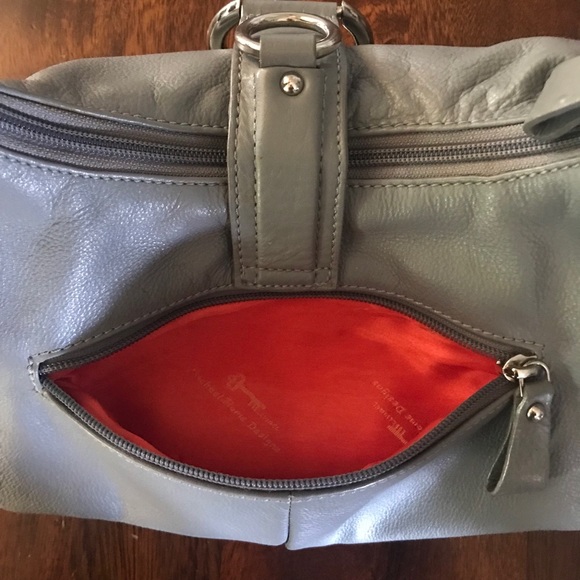 Italian Gray Leather Michael Rome Slouch Satchel Purse - Picture 11 of 16